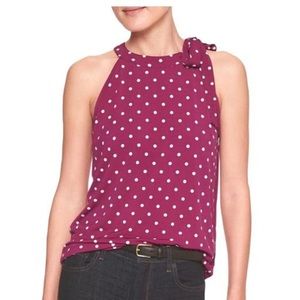 Banana Republic Burgundy Polka dot halter top size small
